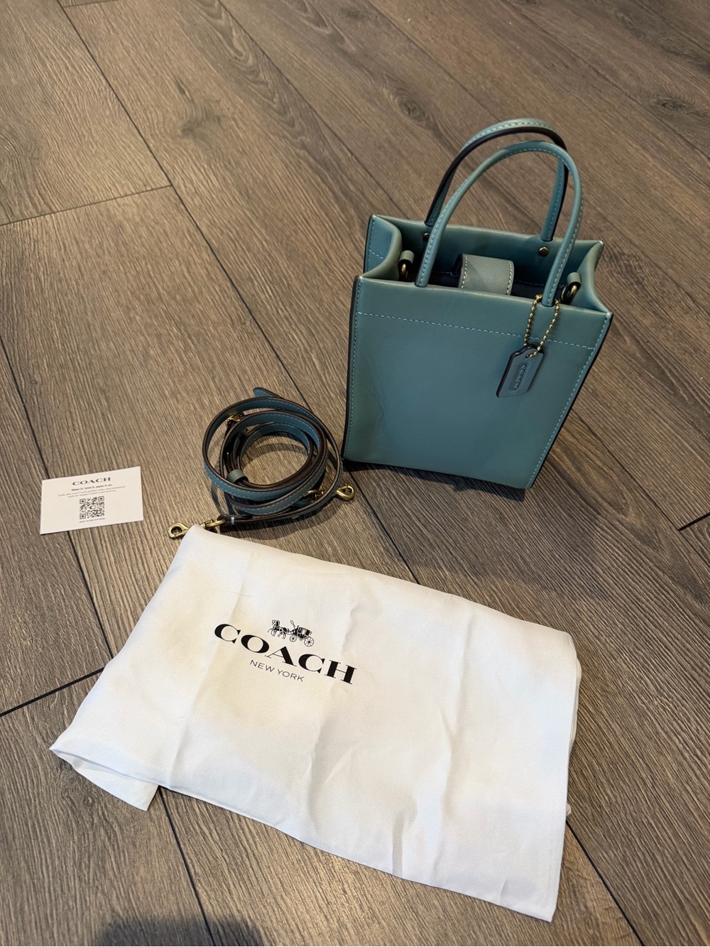 Coach mini cashin tote in sage